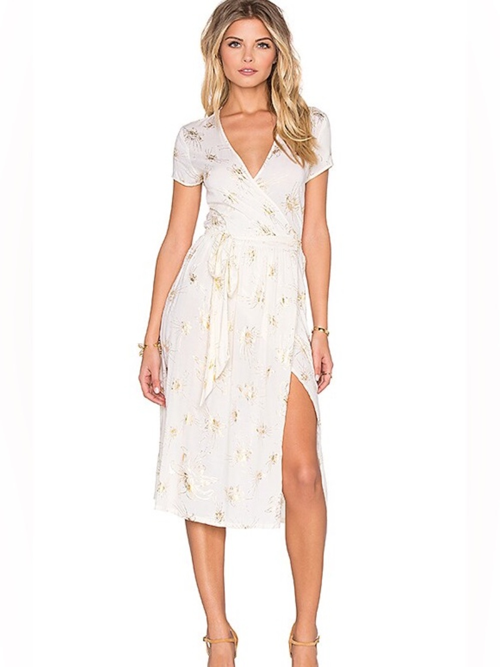 NWOT Novella Royale Holley Dress in Gold Lily Ivory Size S